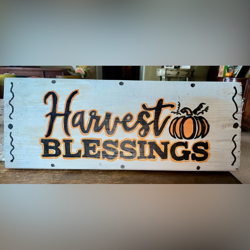 Harvest Blessings Wooden Reclaimed hardwood Sign